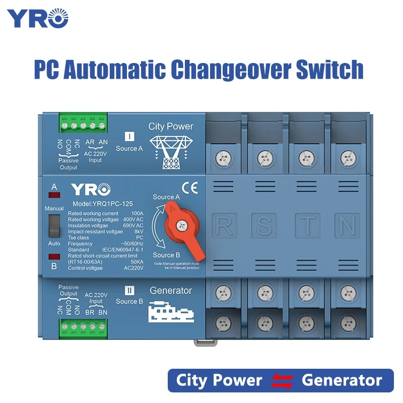 4P 125A 400V Generator typu PC ATS
